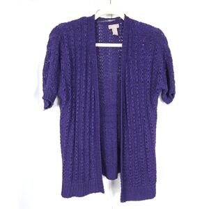 Chico's Women's Purple Open Front Short Sleeve Cardigan Size 0 US 4